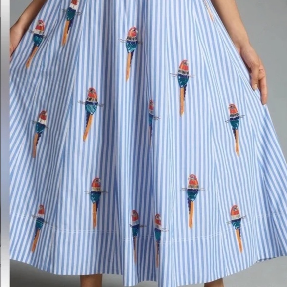 Maeve by Anthropology Tie-Back A-Line Beaded Parrot dress - Picture 6 of 13